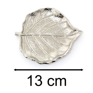 Silver Leaf Trinket Dish | Silver Aluminium Embossed Leaf Shaped Trinket Tray