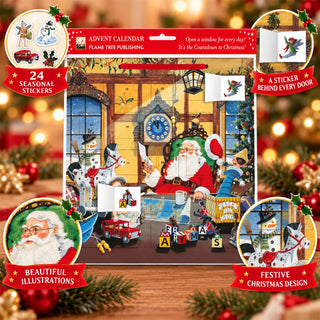 Letter to Santa Christmas Advent Calendar with Stickers, 24 Door Santa Workshop