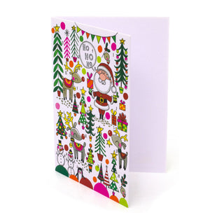 Santa & Reindeer - Christmas Advent Calendar Greetings Card & Envelope