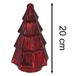 Red Glass Christmas Tree | Freestanding Mottled Gold Tree Ornament - 20cm