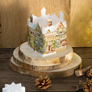 Deluxe Mini Advent Calendar Christmas Card - Nostalgic House Tealight Lantern - Manor House