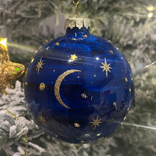 Celestial Christmas Bauble | Moon & Stars Christmas Tree Hanging Ornament - 8cm