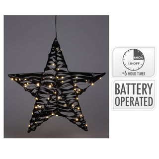 Black 3D Christmas Star Light | 40 LED Window Star Light Decoration - 30cm