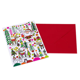 Santa & Reindeer - Christmas Advent Calendar Greetings Card & Envelope