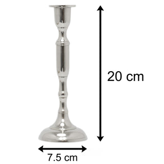 Silver Metal Dinner Table Pillar Candlestick Candle Holder Decoration - Design Varies