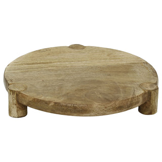 Set of 3 Round Mango Wood Serving Platters, Raised Serving Boards