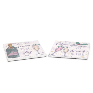 Christmas Fizz Slate Coaster | Novelty Drinks Christmas Coaster | Square Cup Mug Table Mats - Design Varies One Supplied