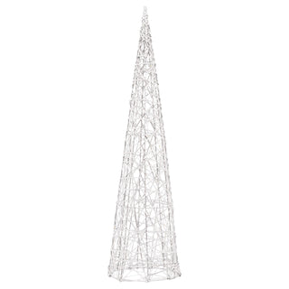 Silver LED Cone Christmas Tree Decoration 60cm, Battery Operated Timer