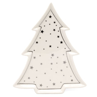 Christmas Tree Trinket Dish | White Ceramic Tree-shaped Trinket Tray - 26cm