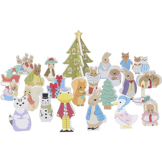 Children's Wooden Peter Rabbit Christmas Advent Calendar | Wood Advent Calendar Advent Calendar For Kids | Peter Rabbit Playset Advent Calendar