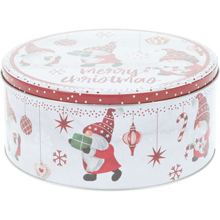 Set of 3 Christmas Gonk Storage Tins | 3-piece Gnome Round Kitchen Nesting Tins