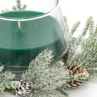 Traditional Christmas Candle Wreath Decoration | Scented Xmas Candle Christmas Table Centrepiece | Xmas Fragrance Candle - Green