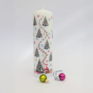 Christmas Trees Advent Pillar Candle | Christmas Advent Calendar Candle - 20cm