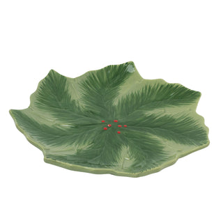 Reactive Glaze Holly Foliage Christmas Plate | Festive Ceramic Side Plate 22cm