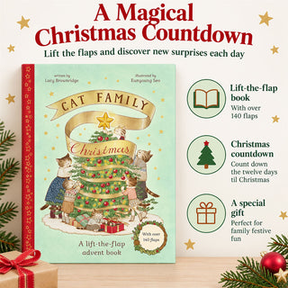 Cat Family Christmas Advent Calendar Lift-the-Flap Book, 24-Page Advent Book