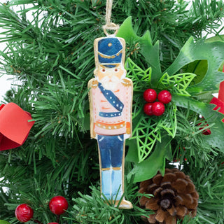 Nutcracker Christmas Bauble | Vintage Metal Soldier Tree Ornament with Twine