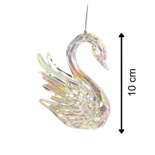 Rainbow Iridescent Swan Christmas Bauble | Bird Christmas Tree Ornament - 10cm