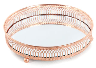 Copper Effect Mirror Tealight Candle Tray Plate 20Cm