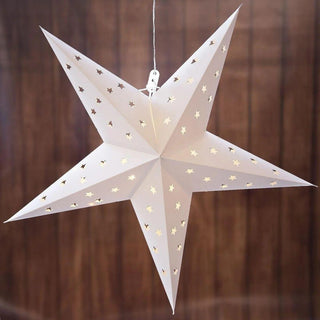 White LED Christmas Star | Christmas Paper Star Light Hanging Decoration - 60cm