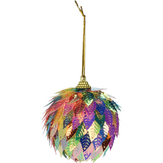 Rainbow Leaf Bauble | Multicoloured Christmas Tree Hanging Ornament - 6cm