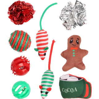 Cat Toy Advent Calendar | 9-Piece Festive Countdown Christmas Cat Toys