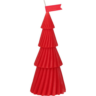 Red Christmas Tree Shaped Candle | Unscented Novelty Xmas Tree Candle - 17cm