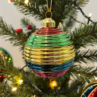 Multicoloured Rainbow Christmas Bauble | Christmas Tree Hanging Ornament - 8cm