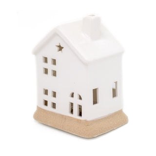 White Ceramic LED House | Christmas Village Light Up House Festive Ornament