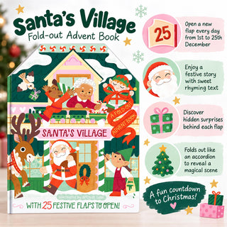 Santa's Village Fold-out Christmas Advent Calendar Book, 25 Flap Countdown