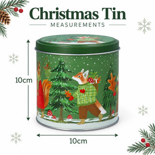 Woodland Scene Christmas Chocolate Tin, Gisela Graham Festive Metal Tin 10cm