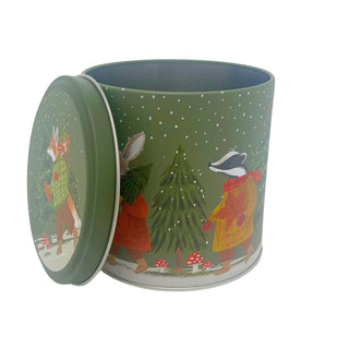 Woodland Scene Christmas Chocolate Tin, Gisela Graham Festive Metal Tin 10cm