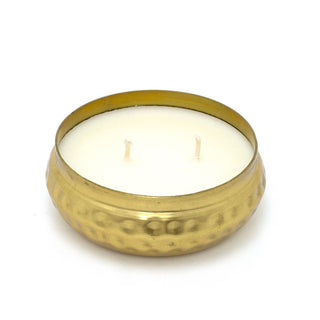 Bohemian Style Gold Metal Candle Bowl | 2 Wick Scented Candle & Holder - 10cm