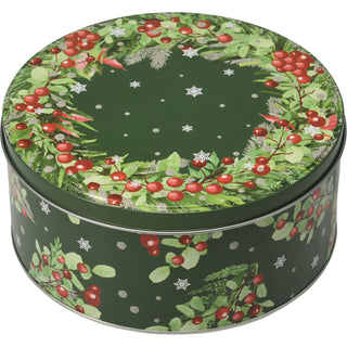 Set of 3 Holly Christmas Tins | Festive Round Nesting Cookie & Storage Tins