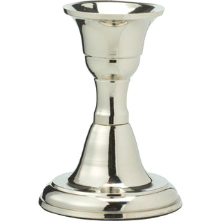 Silver Metal Candlestick | Silver Effect Short Candle Holder Stand - 8cm