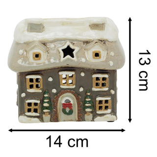 Grey Ceramic Christmas Cottage Wax Melt Burner | Oil Burner Christmas House