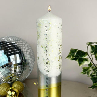The Colour Emporium Gilded Silver Hand-dipped Christmas Advent Pillar Candle