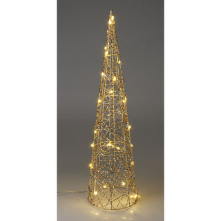 Gold Cone LED Christmas Tree | Warm White Pre-lit Light-Up Tree Cone - 60cm