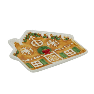 Small Ceramic Gingerbread House Plate | Gingerbread Dish Christmas Snack Plate