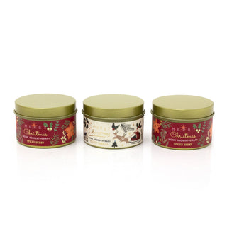 Set of 3 Christmas Scented Tin Candles | Festive Trio of Christmas Candles