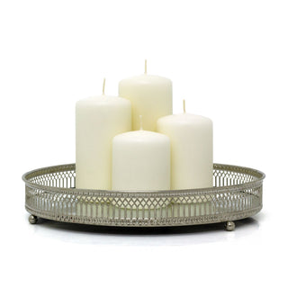 Set of 4 Unscented Ivory Pillar Candles | Long-Burning Candles for Home & Events