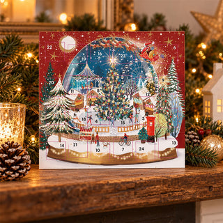 Christmas Market Advent Calendar Greetings Card, 24 Door Traditional Advent Card