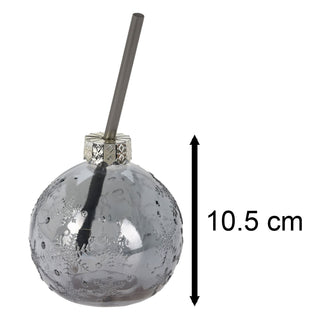 Christmas Bauble Drinking Jar | Novelty Glass with Straw for Festive Drinks