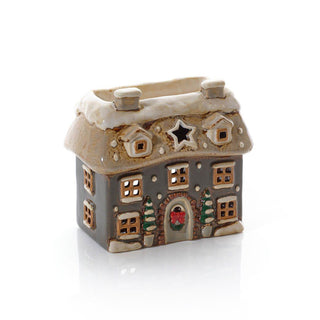 Grey Ceramic Christmas Cottage Wax Melt Burner | Oil Burner Christmas House