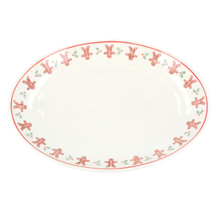 Gingerbread Ceramic Oval Plate | Festive Serving Platter for Christmas - 34cm