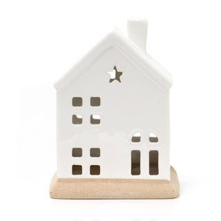 White LED Christmas House Ornament | Ceramic Christmas Village Light Up House