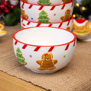 Ceramic Christmas Gingerbread Bowl | Perfect for Snacks, Soups, or Desserts 14cm