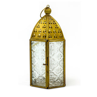 Gold Metal Kasbah Candle Lantern | Moroccan Style Lantern Tealight Holder - 21cm