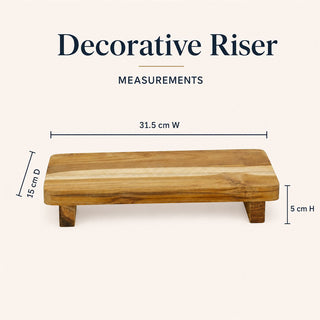 Teakwood Decorative Riser 31.5cm, Footed Natural Wood Display Stand