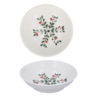Pack Of 2 Christmas Trinket Dishes, Holly & Snowflake, Gisela Graham 10cm
