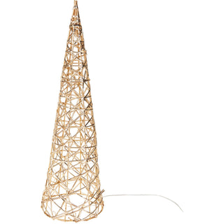 Gold LED Cone Christmas Tree Decoration 40cm, Battery Operated Timer